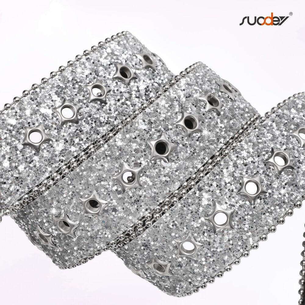 2136 Women Men Western Belt Bling Vintage Star Studded Grommet Cowgirls - Picture 4 of 6